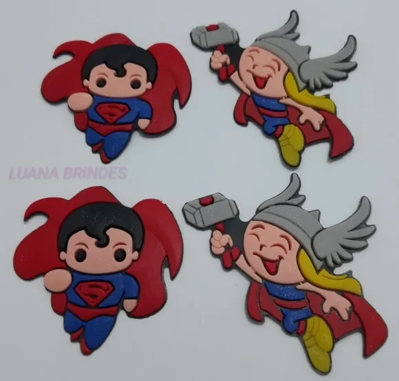 Aplique Emborrachado de Super Heróis - pct c/6 unidades