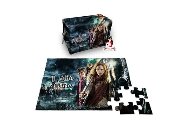 Necessaire Box com Quebra Cabeças Harry Potter