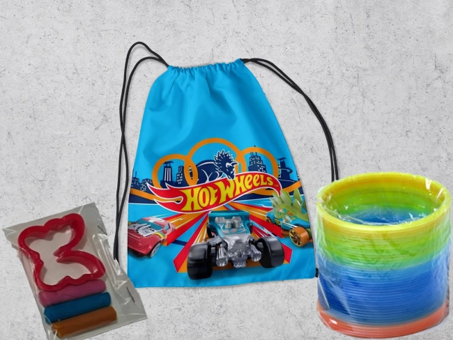 Kit Mochilinha + Mini Massinha de modelar e Mola Maluca Casa Magica Hot Wells