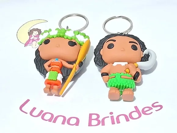 Chaveiro Moana e Maui 3d Emborrachado Pacote com 2 Unidades