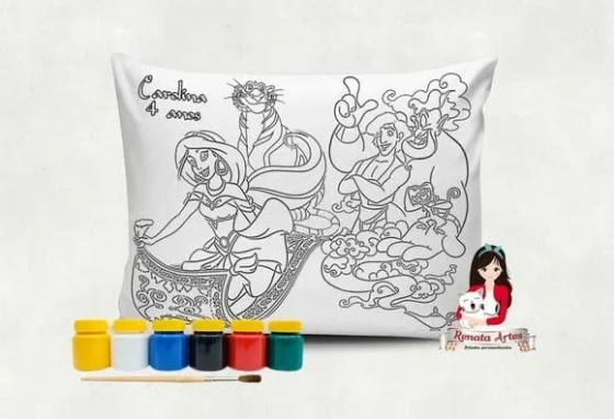 Almofada com Tinta para Colorir Aladdin