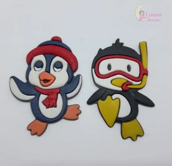 Apliques Pinguins de Borracha - pct com 6 unidades
