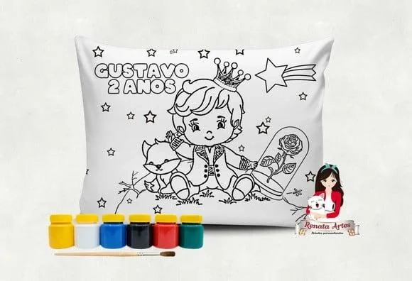 Almofada com Tinta para Colorir Pequeno Príncipe