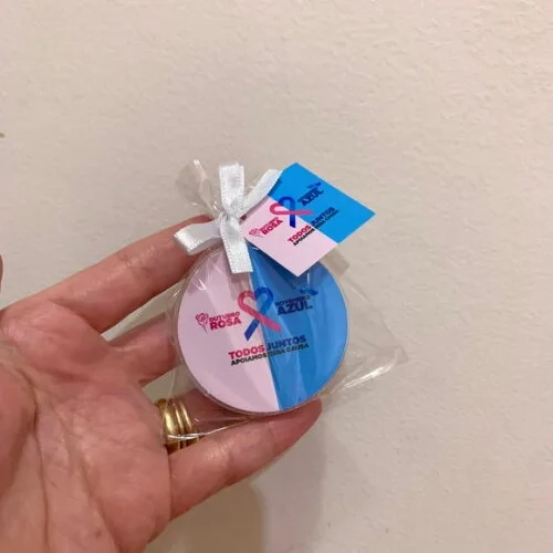 Lembrancinha Vela Aromática Outubro Rosa e Novembro Azul