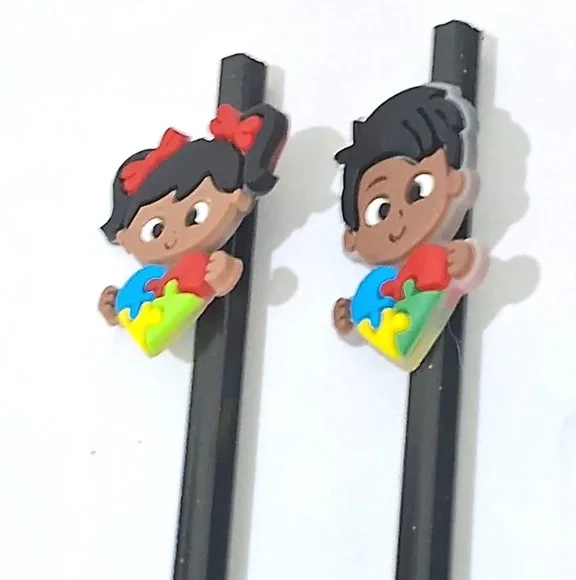Lápis C/ponteira Menina e Menino Símbolo Autismo - 6 Unidade