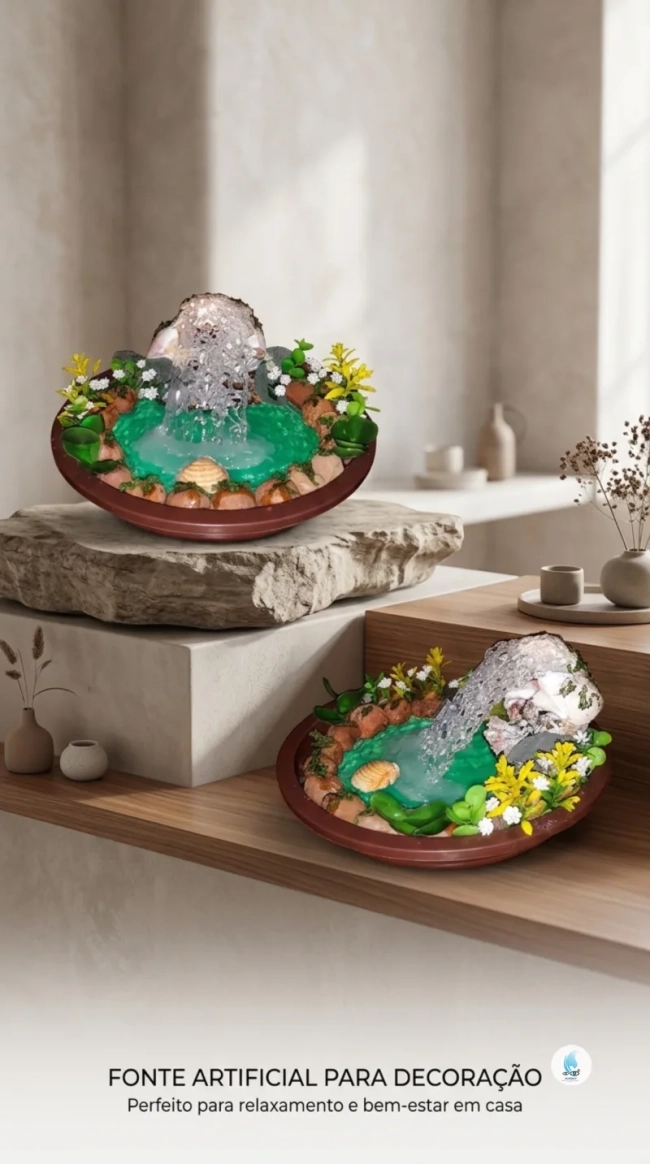 Fonte Artesanal Artificial para Decoração - Não Uso de Água