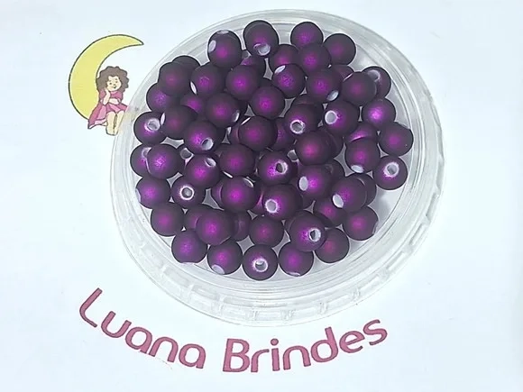 Bola Lilás Emborrachada Cintilante 8mm Pacote C/100 Unidades