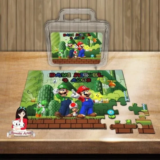Quebra Cabeça Personalizado na Maleta Super Mario Bross
