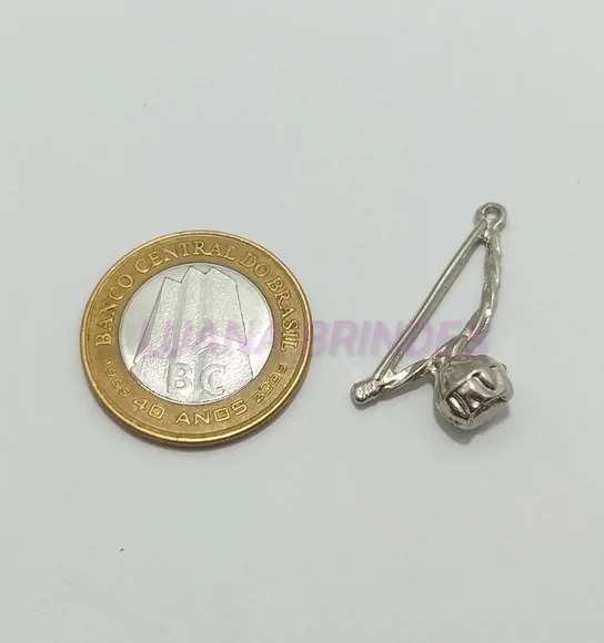 Pingente Berimbal de Metal Prateado - pct c/10 unid
