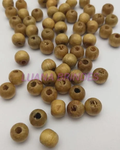 Contas em Madeira Envernizadas - 10mm - pct c/ 100 unidades