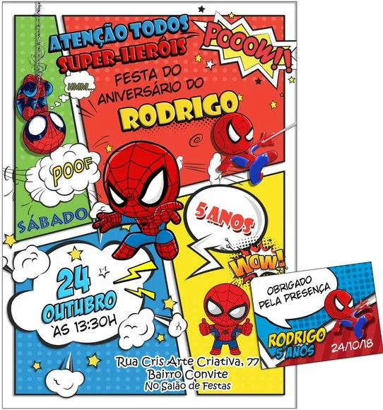 CONVITE DIGITAL C/TAG Homem Aranha Baby Gibi