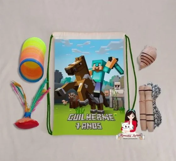 Mochila Boa Infância Tema Minecraft 1