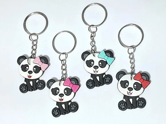 Chaveiro Panda Emborrachado Pacote com 8 Unidades
