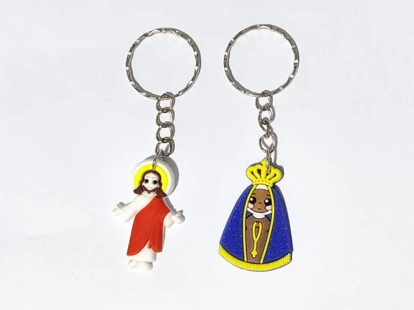 Chaveiro N.s.r Aparecida e Jesus Cristo Pacote com 6 Unidade