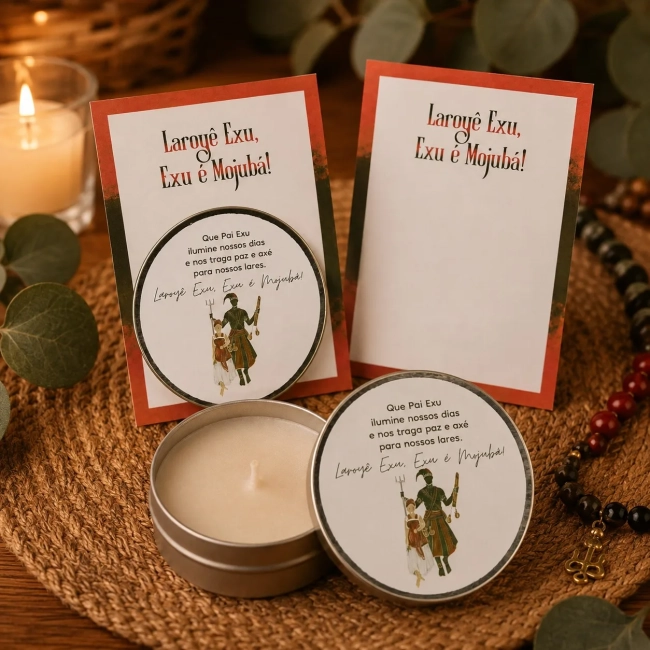 90 unidades de Vela Aromática na latinha Personalizada, Pomba-gira - Exu - Orixás e Entidades, fazemos qualquer tema.
