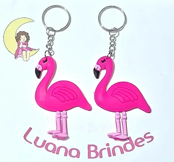 Chaveiro Flamingo Emborrachado 7,2cm - 5 Unidades
