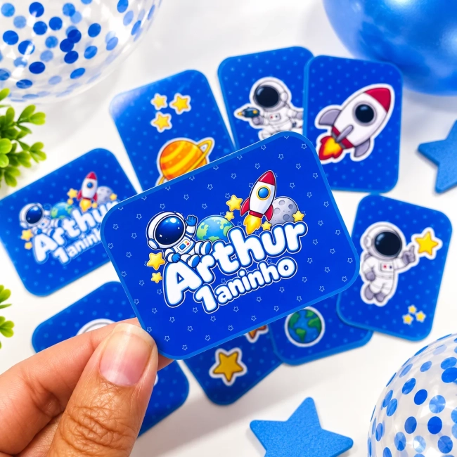 Jogo da Memória Astronauta Personalizado Para Lembrancinha de Festa Infantil Divertida