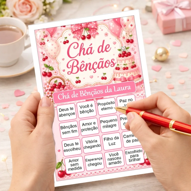 Bingo Chá de Bênçãos Menina PDF Para Imprimir