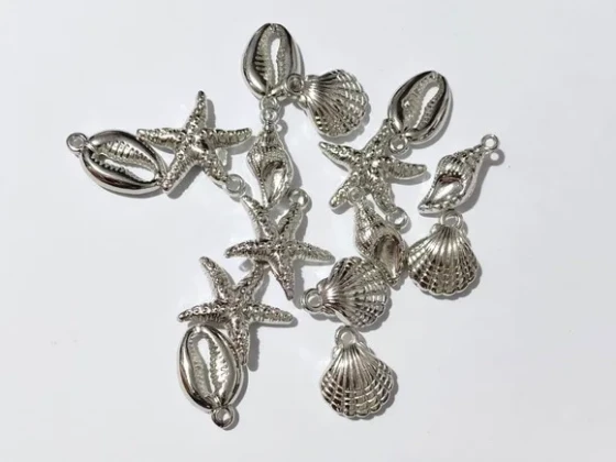 Pingente Fundo do Mar Abs 3cm Prata Pacote com 15 Unidades