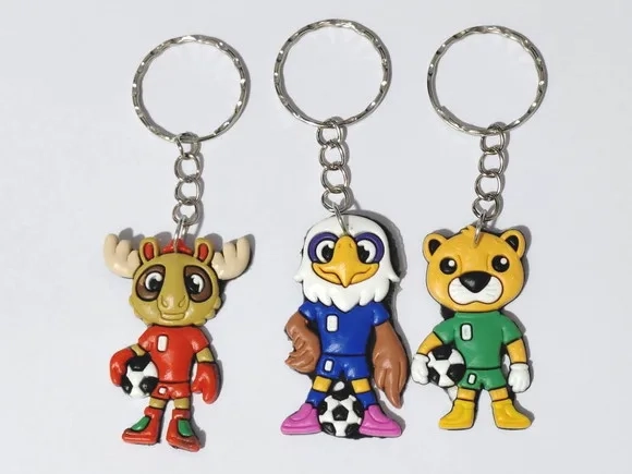 Chaveiro Mascotes da Copa do Mundo Pacote com 6 Unidades