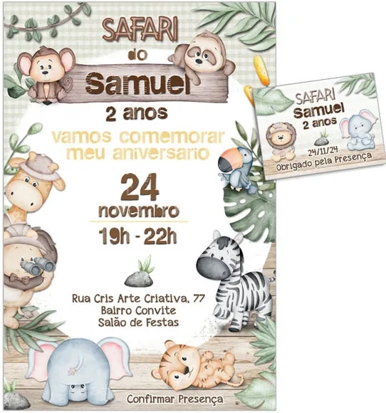 Convite Digital C/tag Safari Menino 12