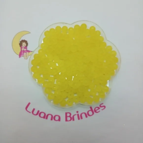 Bola Fosca Com Furo Amarelo Escuro 8mm Pct 100 Unidades