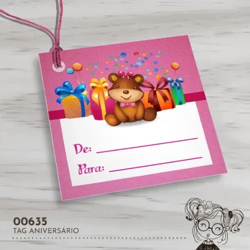 Tag Quadrada Feliz Aniversário - 00635