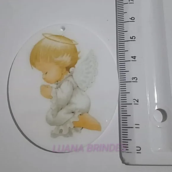 Medalhão Anjo da Guarda de Acrilico Pct 3 Unidades