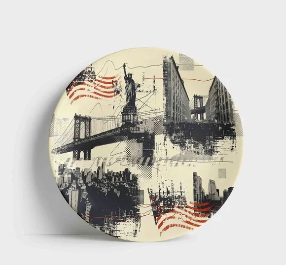 Prato Porcelana Nova York 21cm - Estátua e Skyline