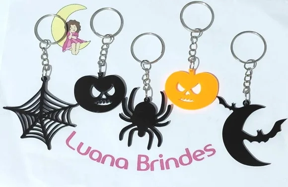 Chaveiro Halloween 3cm Acrílico Pacote com 10 Unidades