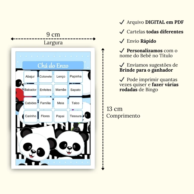 Bingo Chá de Bebê Menino Pdf Para Imprimir