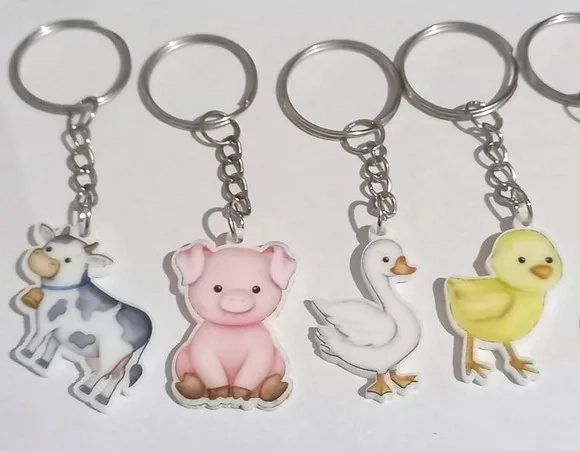 Chaveiro Fazendinha Acrílico U.v Variados - 6 Unidades