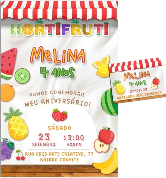 Convite Digital C/tag Frutas Quitandinha