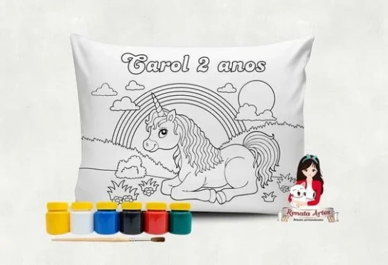 Almofada com Tinta para Colorir Unicórnio