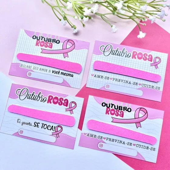 Card com Mini Lixa Outubro Rosa