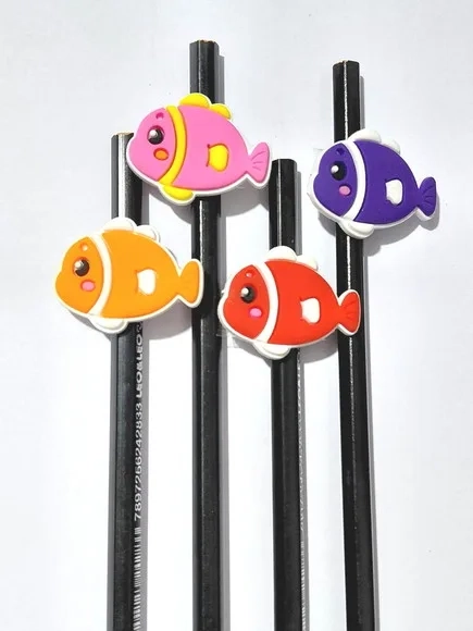Lápis C/ponteira Peixinhos Colorido Pacote com 8 Unidades