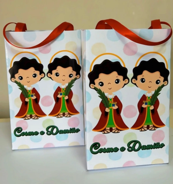 Sacolinhas Personalizadas Cosme e Damião Lembrancinhas