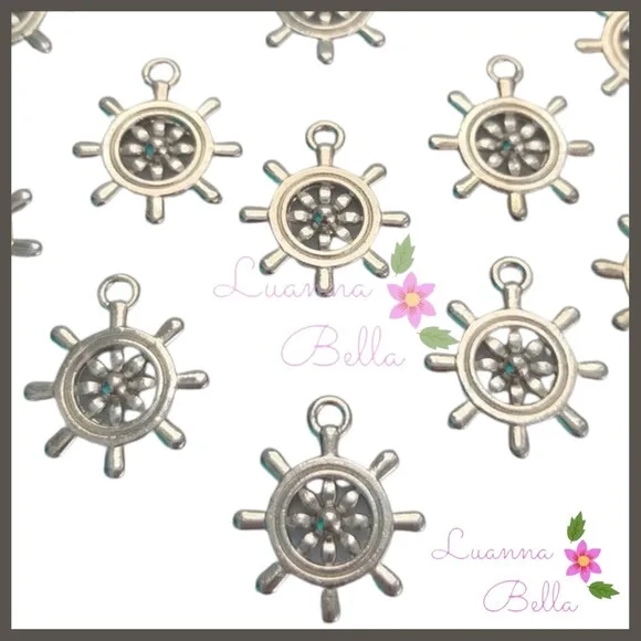 Pingente Leme Metal Prata -Pct 12 Unidades