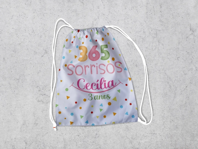 Mochilinha Personalizada para lembrancinhas 365 Sorrisos