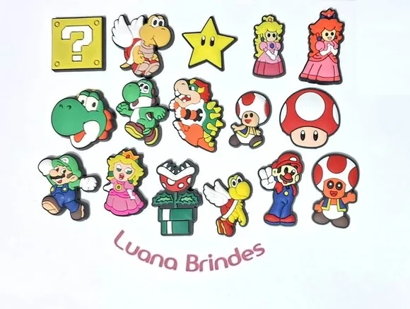 Aplique Super Mario Emborrachado Pacote com 16 Unidades
