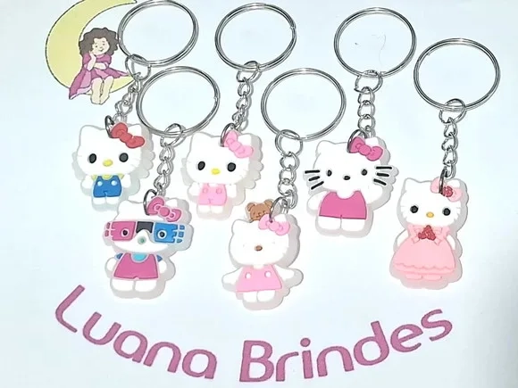 Chaveiro Hello Kitty Flourescente Emborrachado 6 Unidades