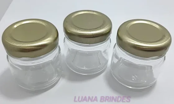 Potinho de Vidro 40ml C/tampa Dourada de Metal-pct 3 Uni