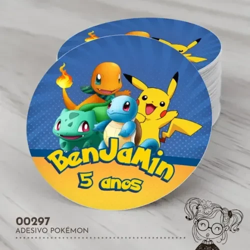 Adesivo Redondo Pokémon - 00297