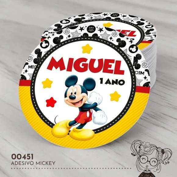 Adesivo Redondo Mickey - 00451