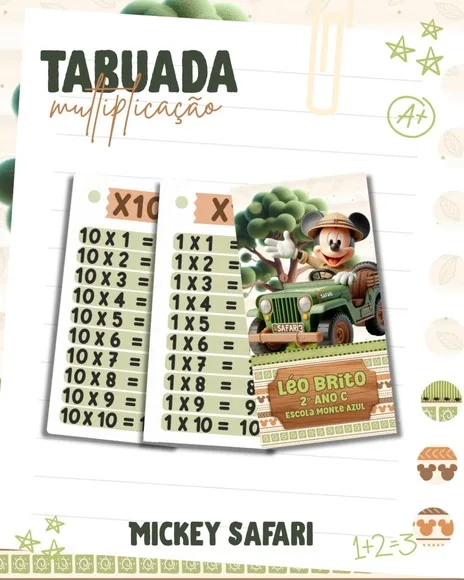 Chaveiro Tabuada Personalizada