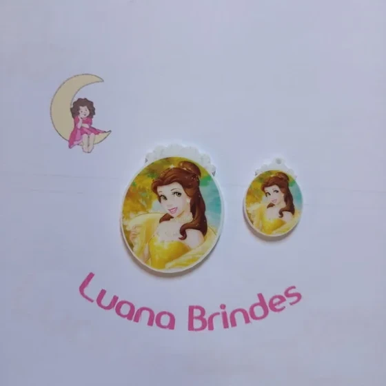 Kit Princesa Bela Aplique e Pingente de Acrílico 3 Kits