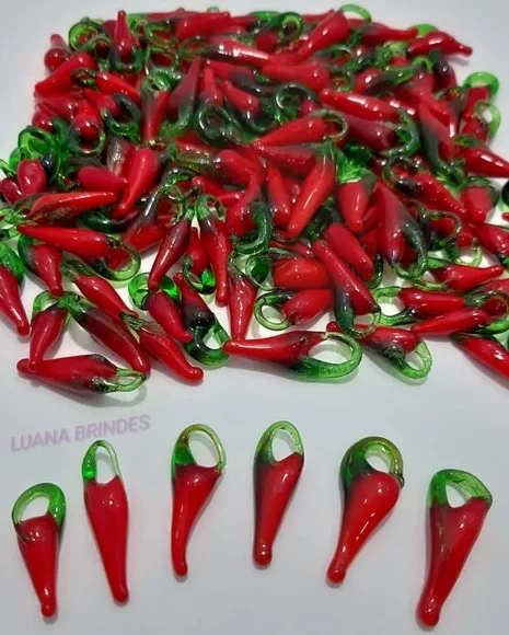 Pimenta Pingente Murano Vermelha de Vidro 2cm Pct 20 Unidade