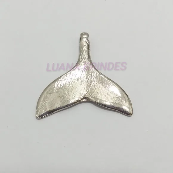 Pingente Calda de Sereia Metal Prateado 3,5cmpacote C/10 un