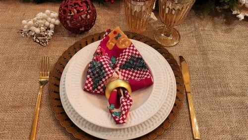 Kit com 4 Guardanapo de Tecido de Natal - Pronta Entrega