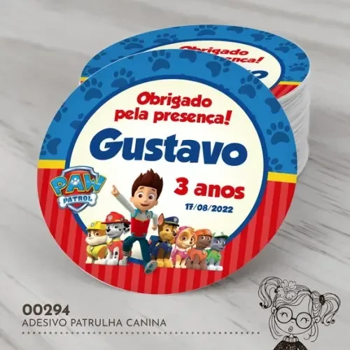 Adesivo Redondo Patrulha Canina - 00294